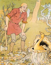 Cabeza de chorlito encontró el ganso de oro, ilustración de 